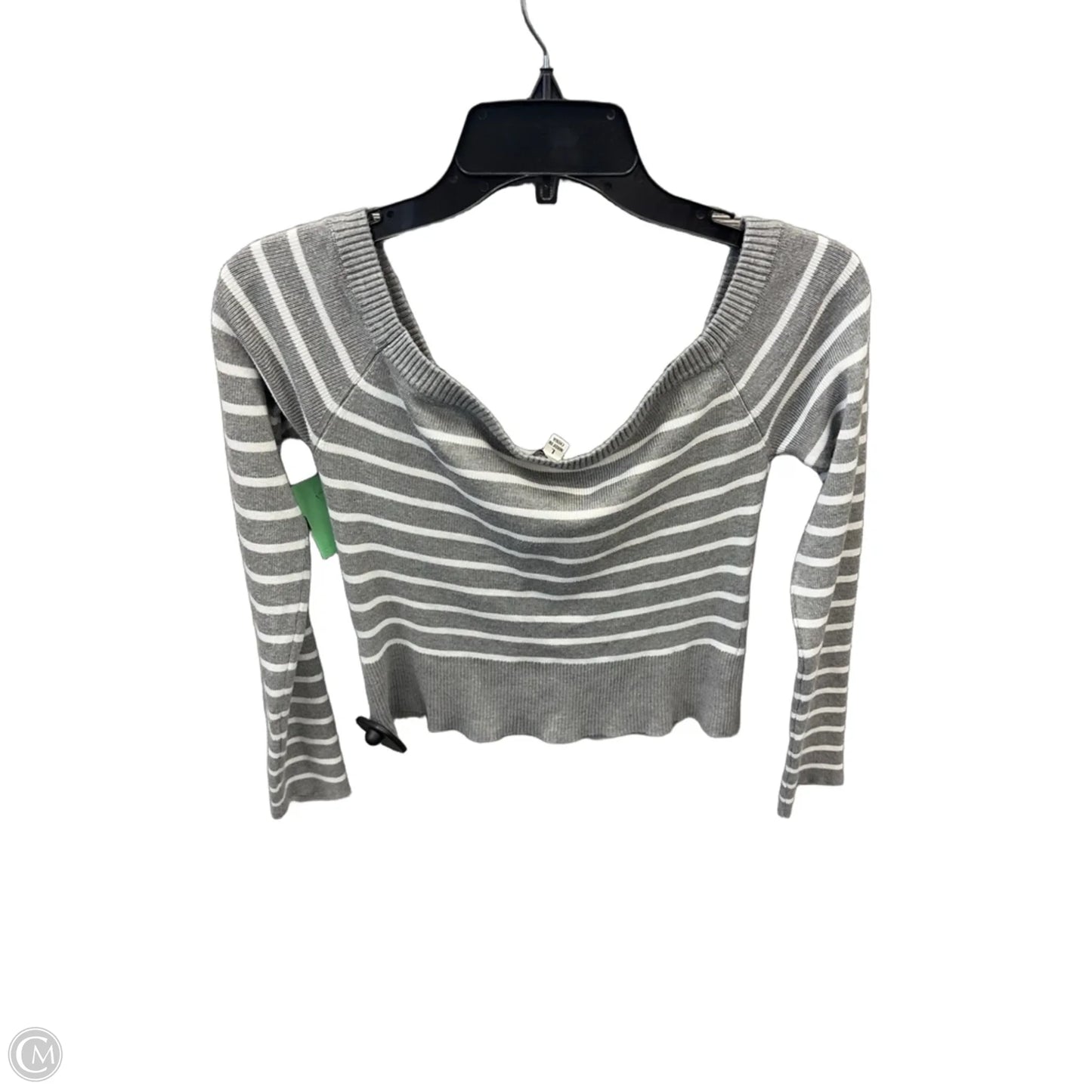 Top Long Sleeve By Clothes Mentor In Grey & White, Size: L