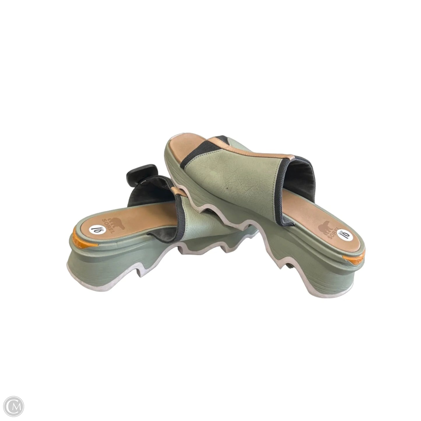 Sandals Heels Block By Sorel In Green, Size: 10