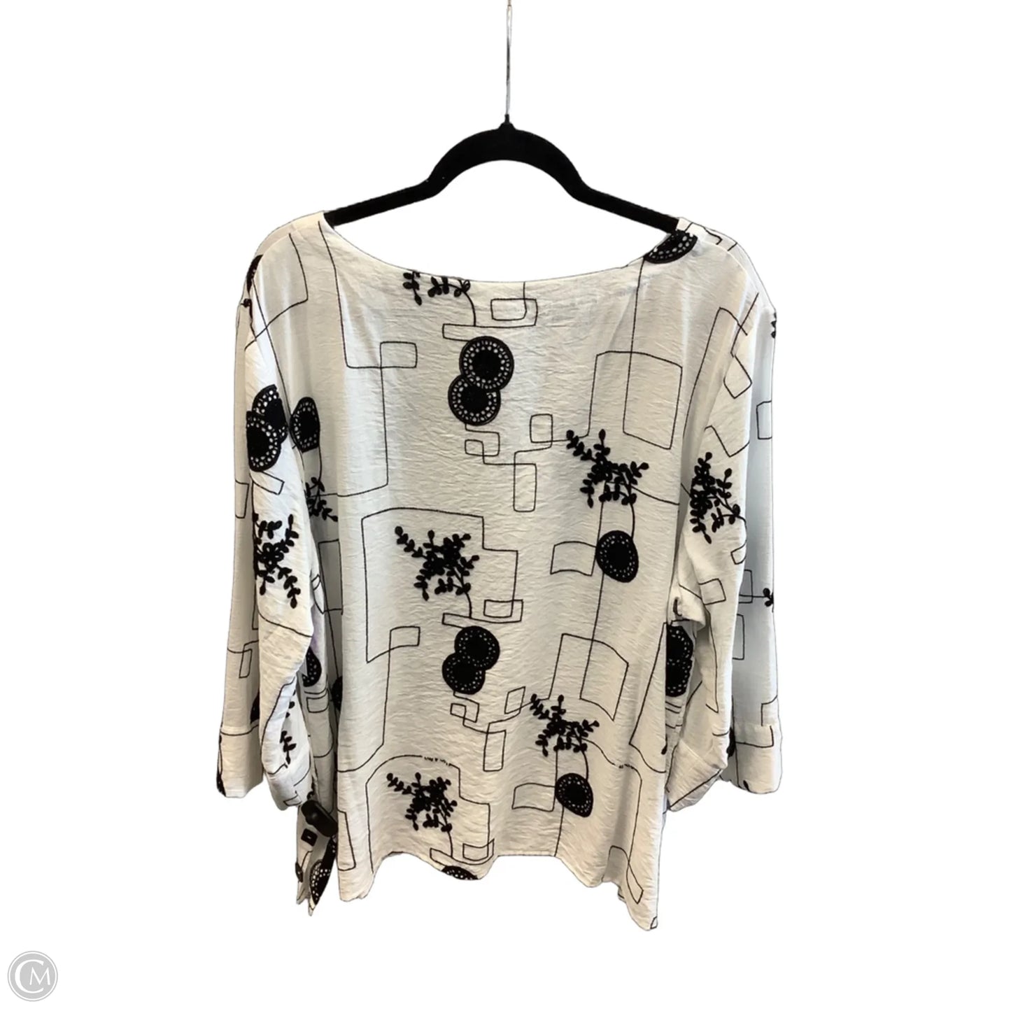 Top Long Sleeve By Alfred Dunner In Black & White, Size: 2x