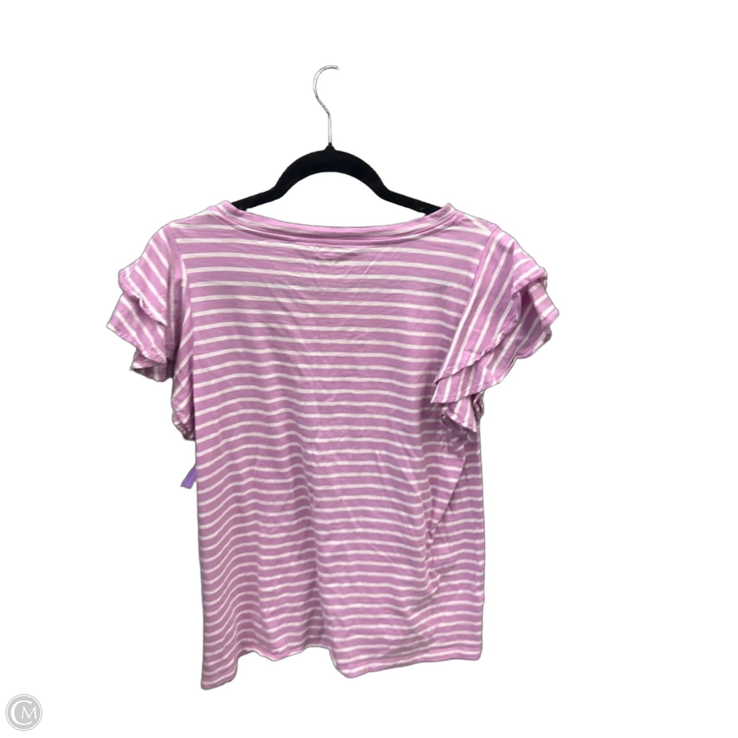 Top Short Sleeve By Loft In Purple & White, Size: L