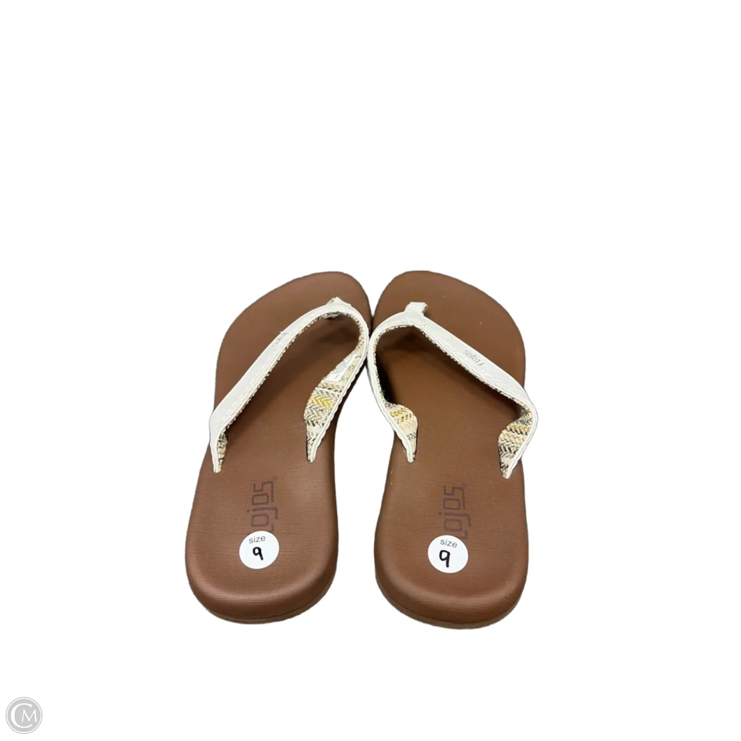 Sandals Flip Flops By Clothes Mentor In Brown & White, Size: 9