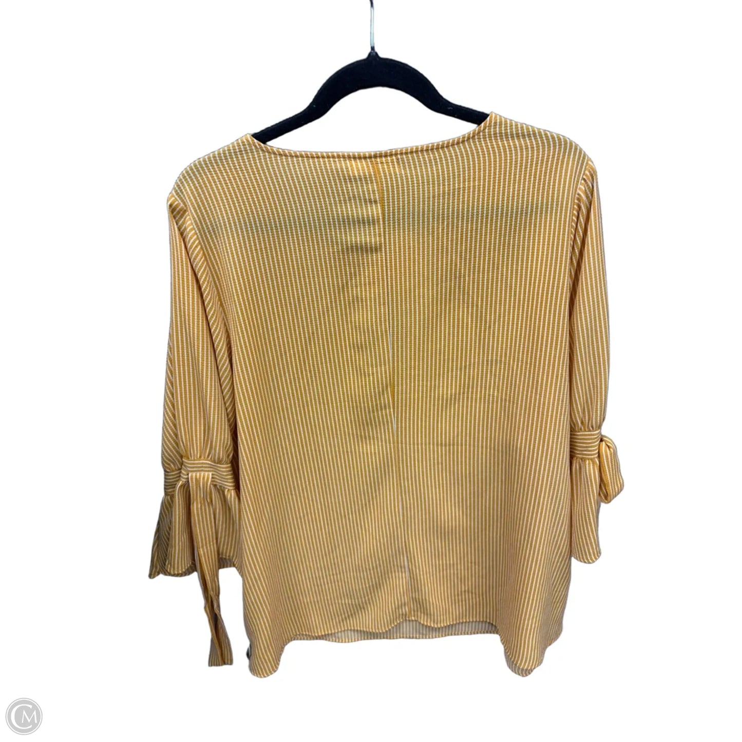 Top Long Sleeve By Faith And Joy In White & Yellow, Size: 3x