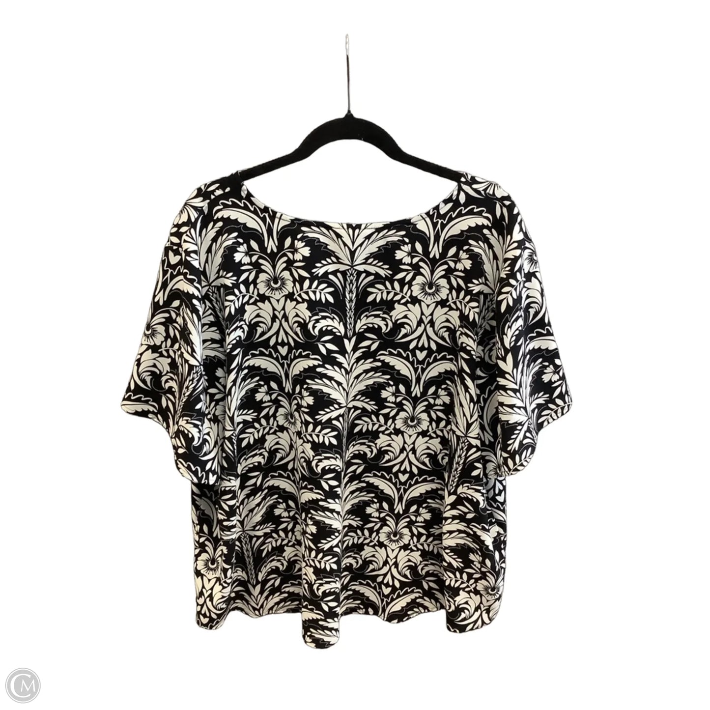 Top Short Sleeve By Croft And Barrow In Black & White, Size: 3x