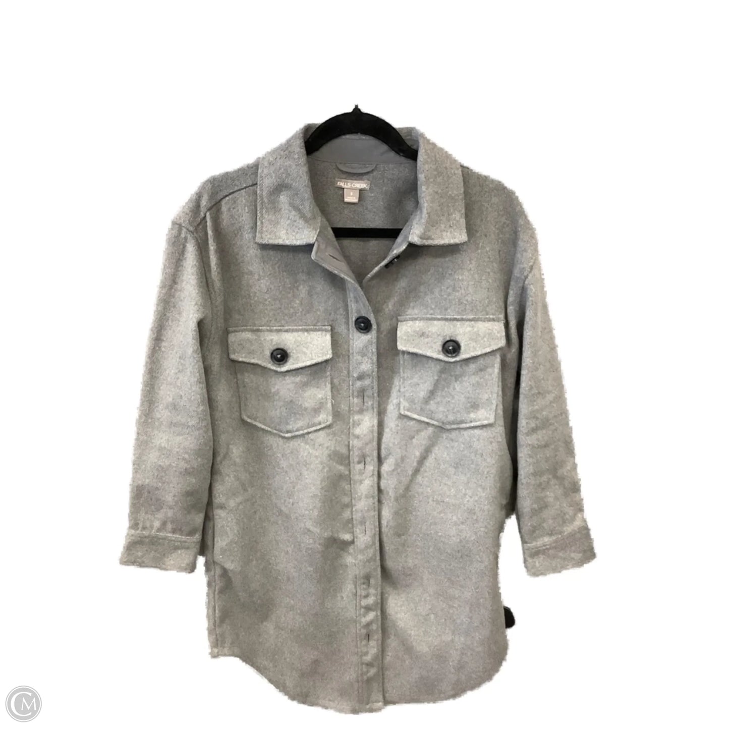 Coat Trench Coat By Falls Creek In Grey, Size: S