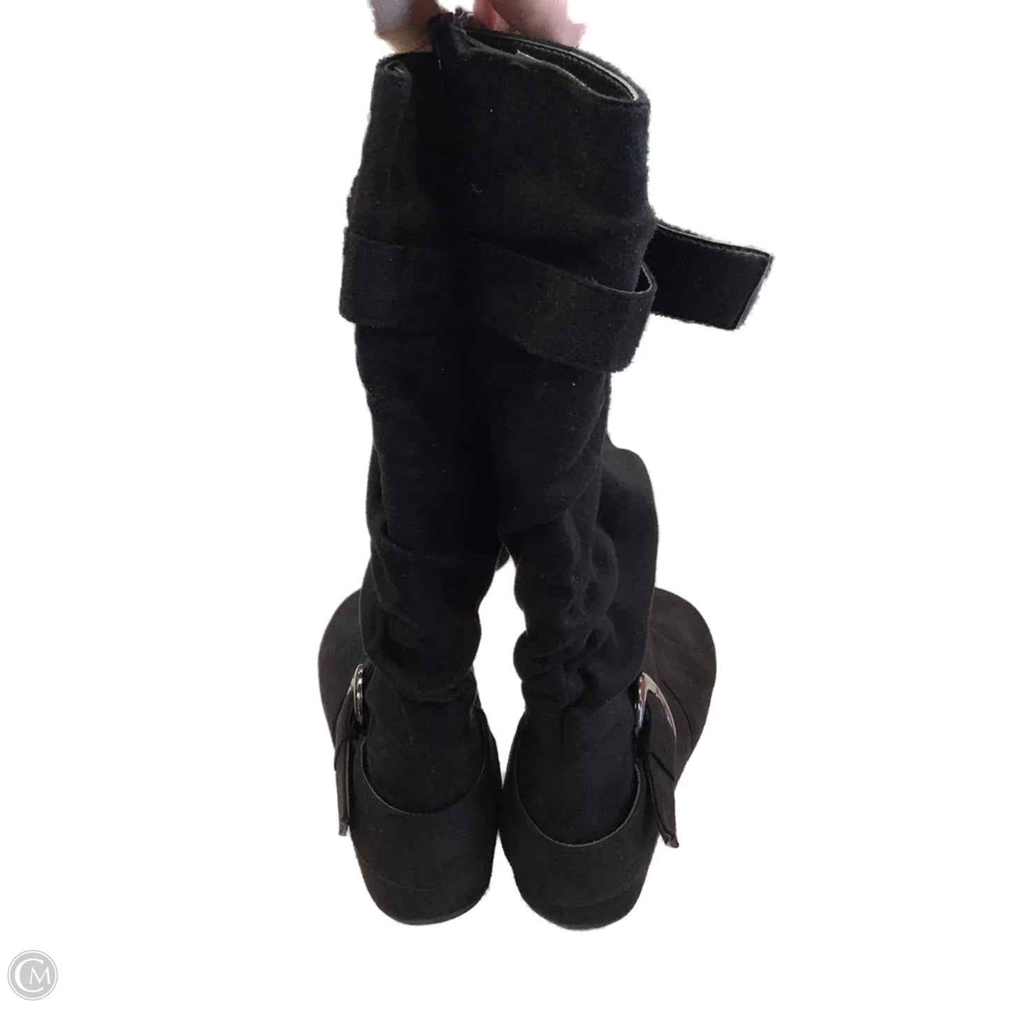 Boots Mid-calf Flats By Clothes Mentor In Black, Size: 10