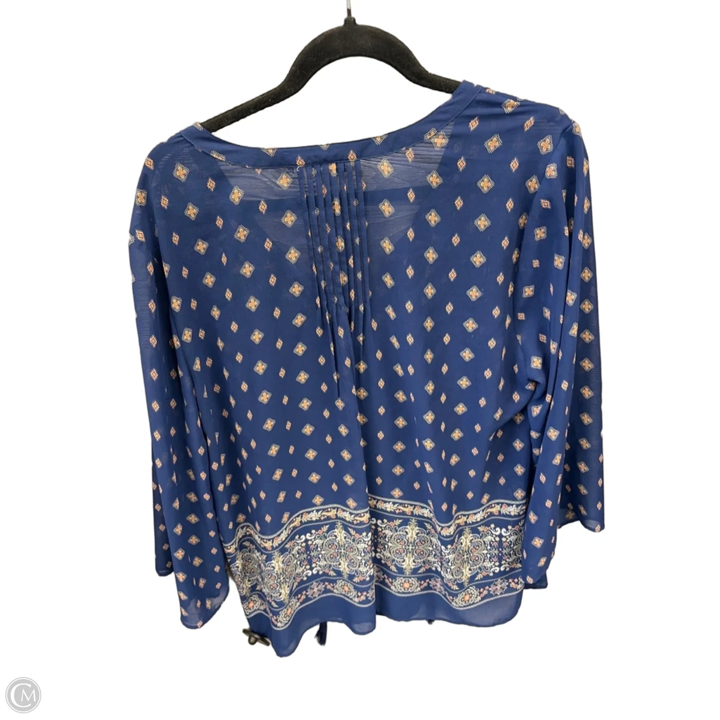 Blouse Long Sleeve By Black Rainn In Blue, Size: Xl