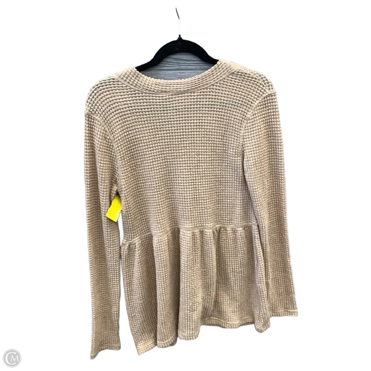 Top Long Sleeve By Pink Lily In Tan, Size: S