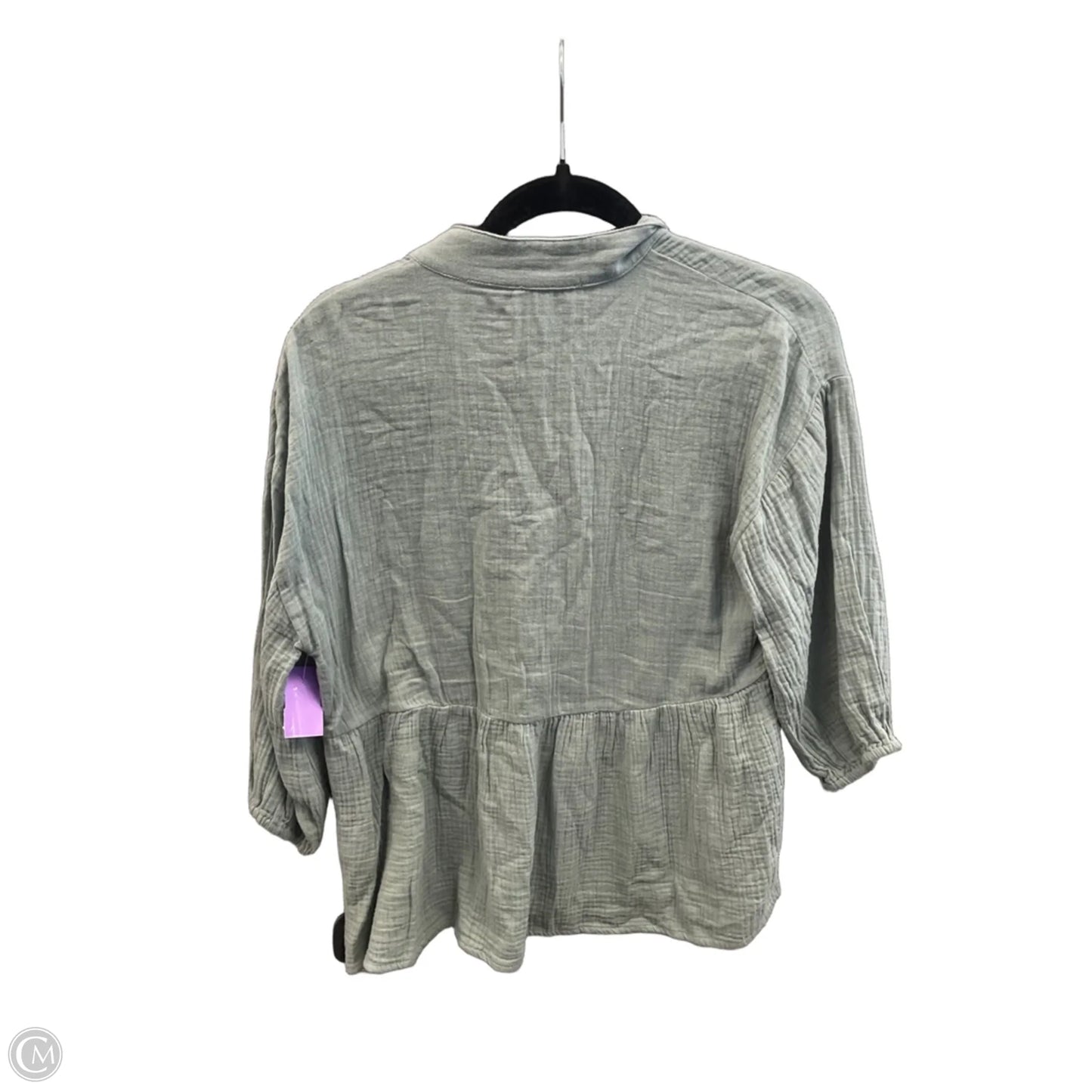 Top 3/4 Sleeve By Polygram In Green, Size: S