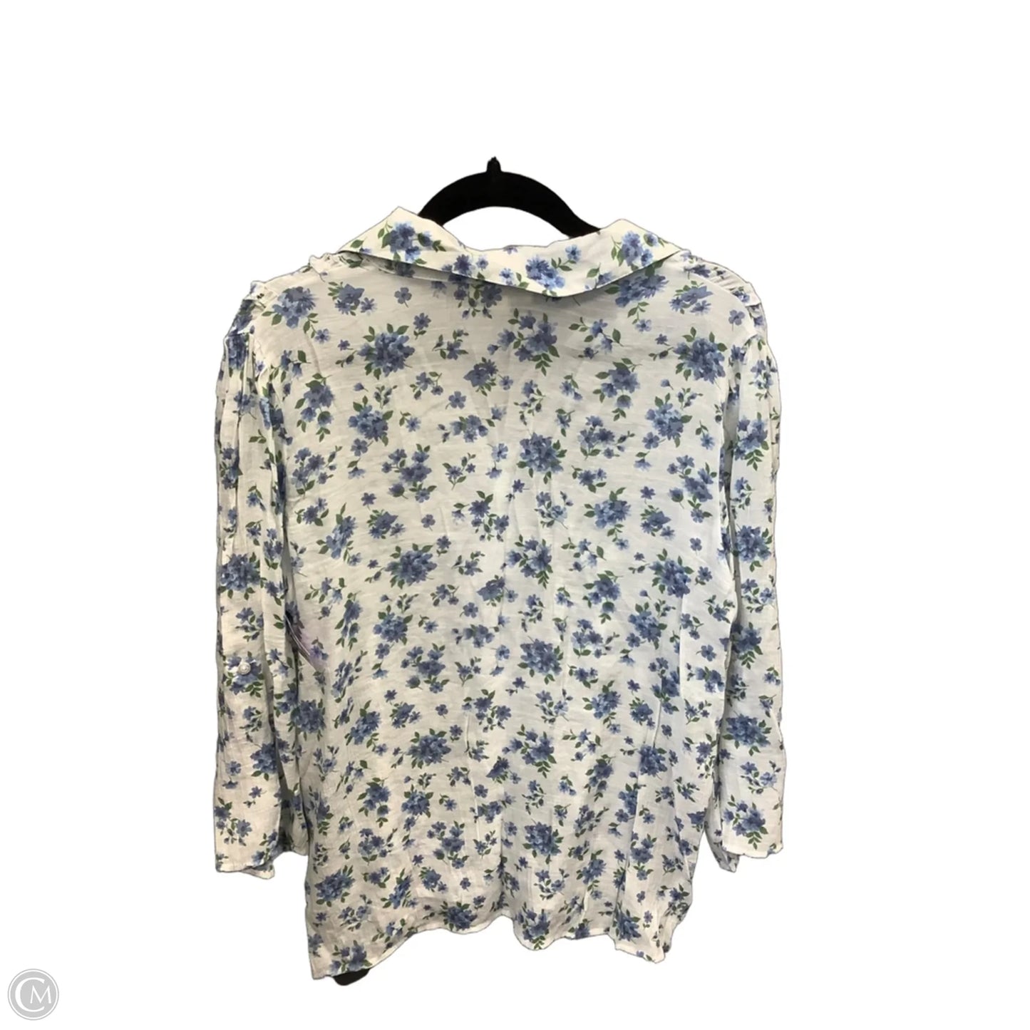 Tunic Long Sleeve By Indigo Rose In Blue & White, Size: Xl