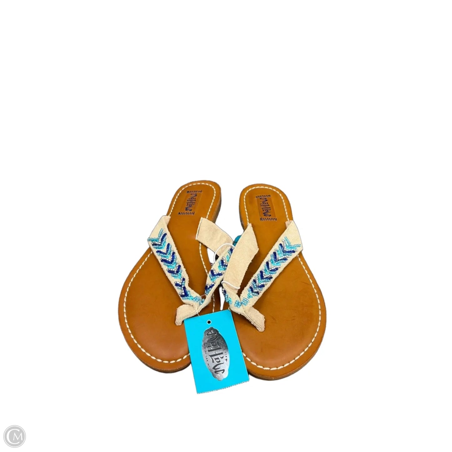 Sandals Flip Flops By Mad Love In Blue & Tan, Size: 6