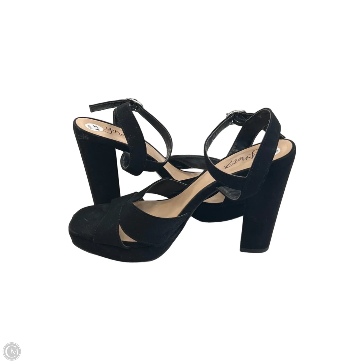 Sandals Heels Block By Clothes Mentor In Black, Size: 6.5