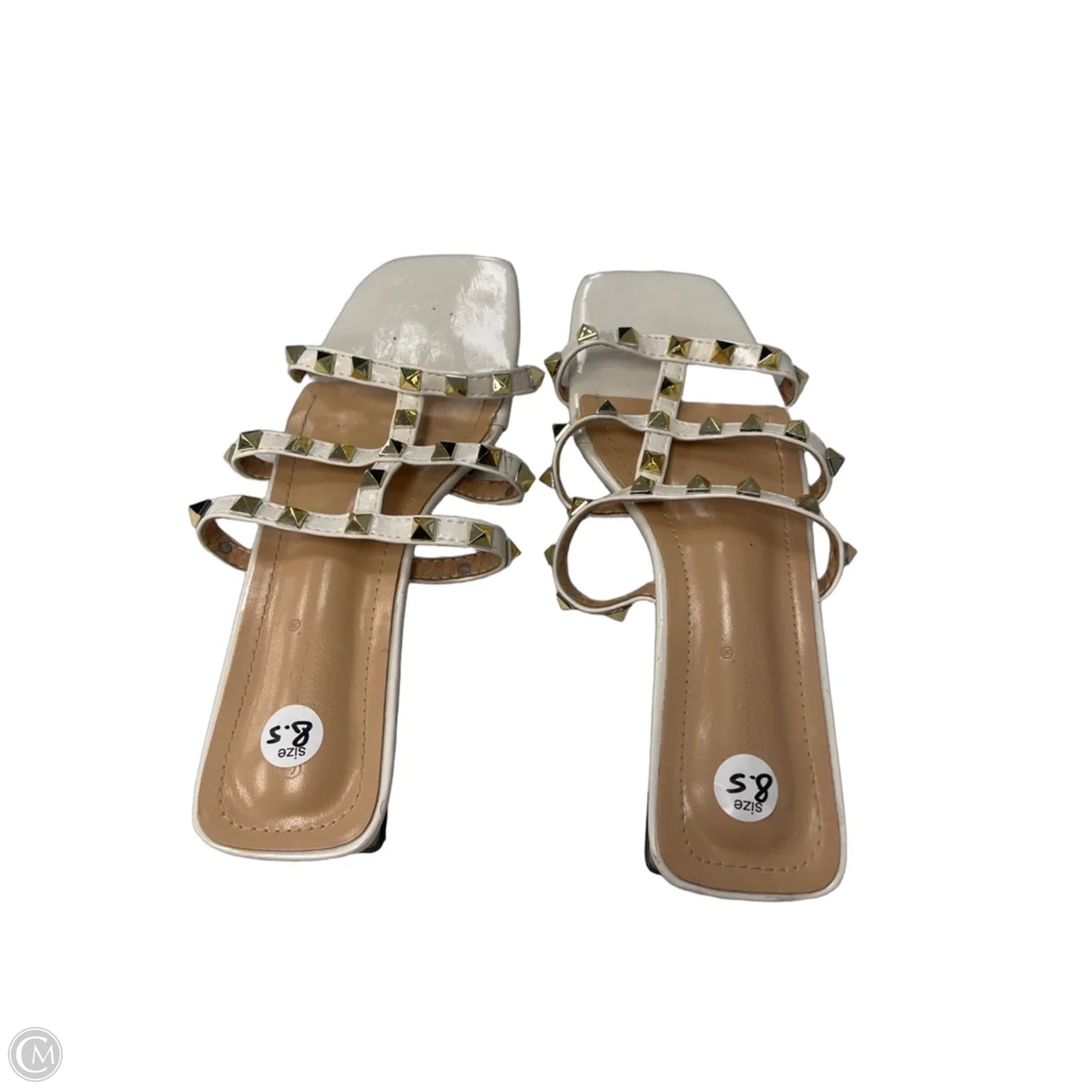 Sandals Heels Block By Clothes Mentor In White, Size: 8.5