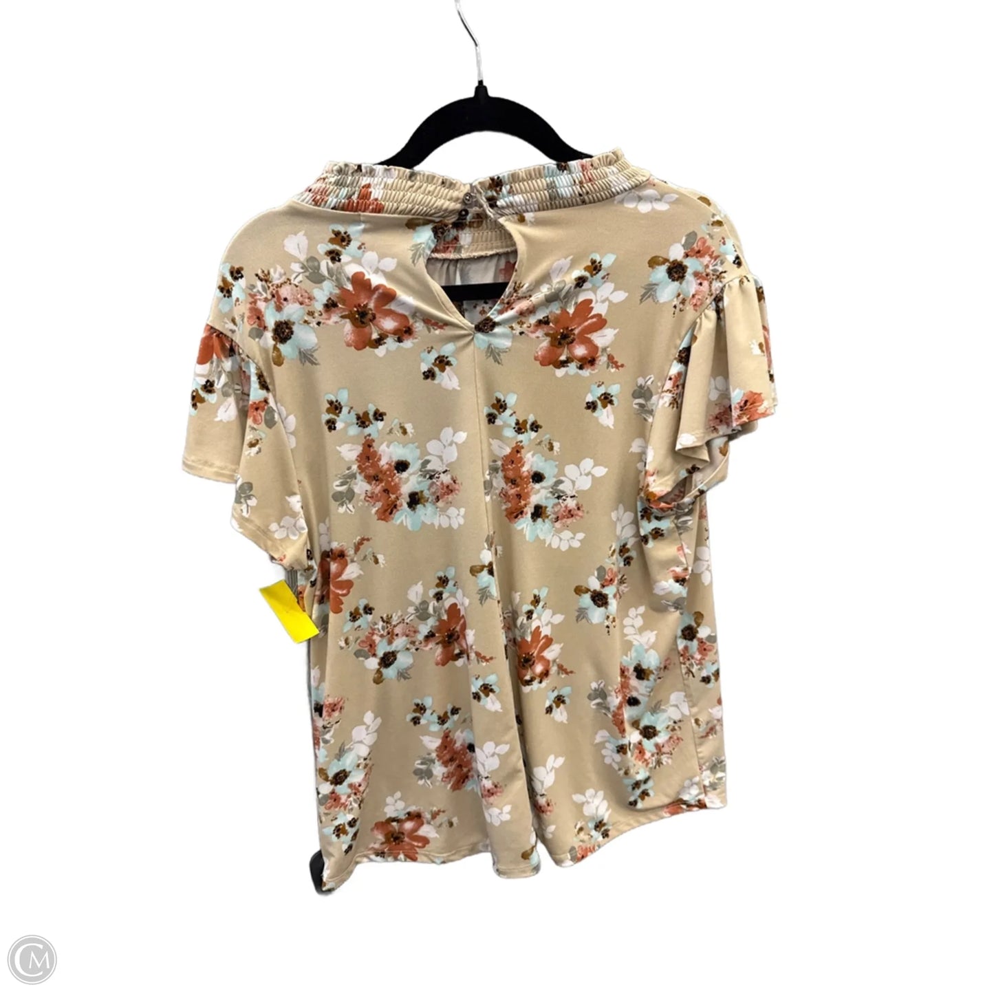 Top Short Sleeve By Ophelia Roe In Tan, Size: L