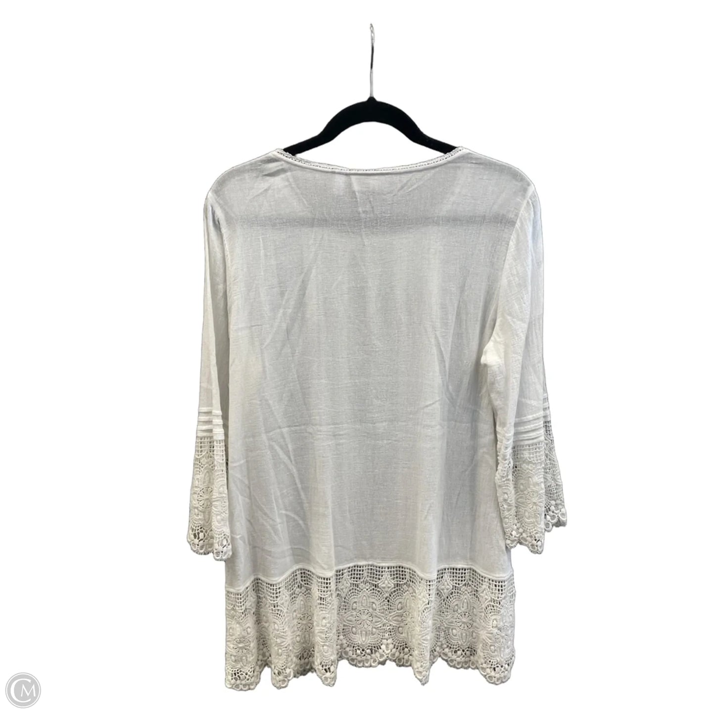 Tunic Long Sleeve By Chicos In White, Size: L