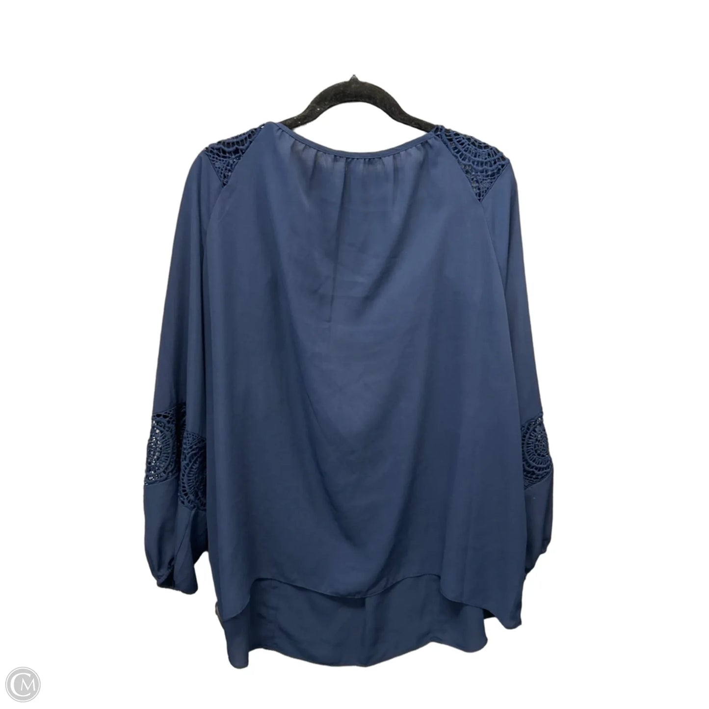 Blouse Long Sleeve By Zac And Rachel In Navy, Size: 3x