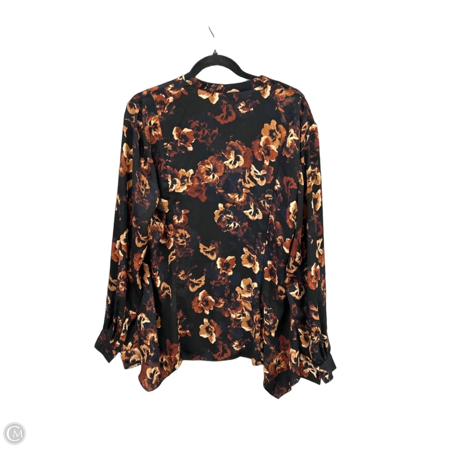 Blouse Long Sleeve By Simply Vera In Black & Brown, Size: Xl
