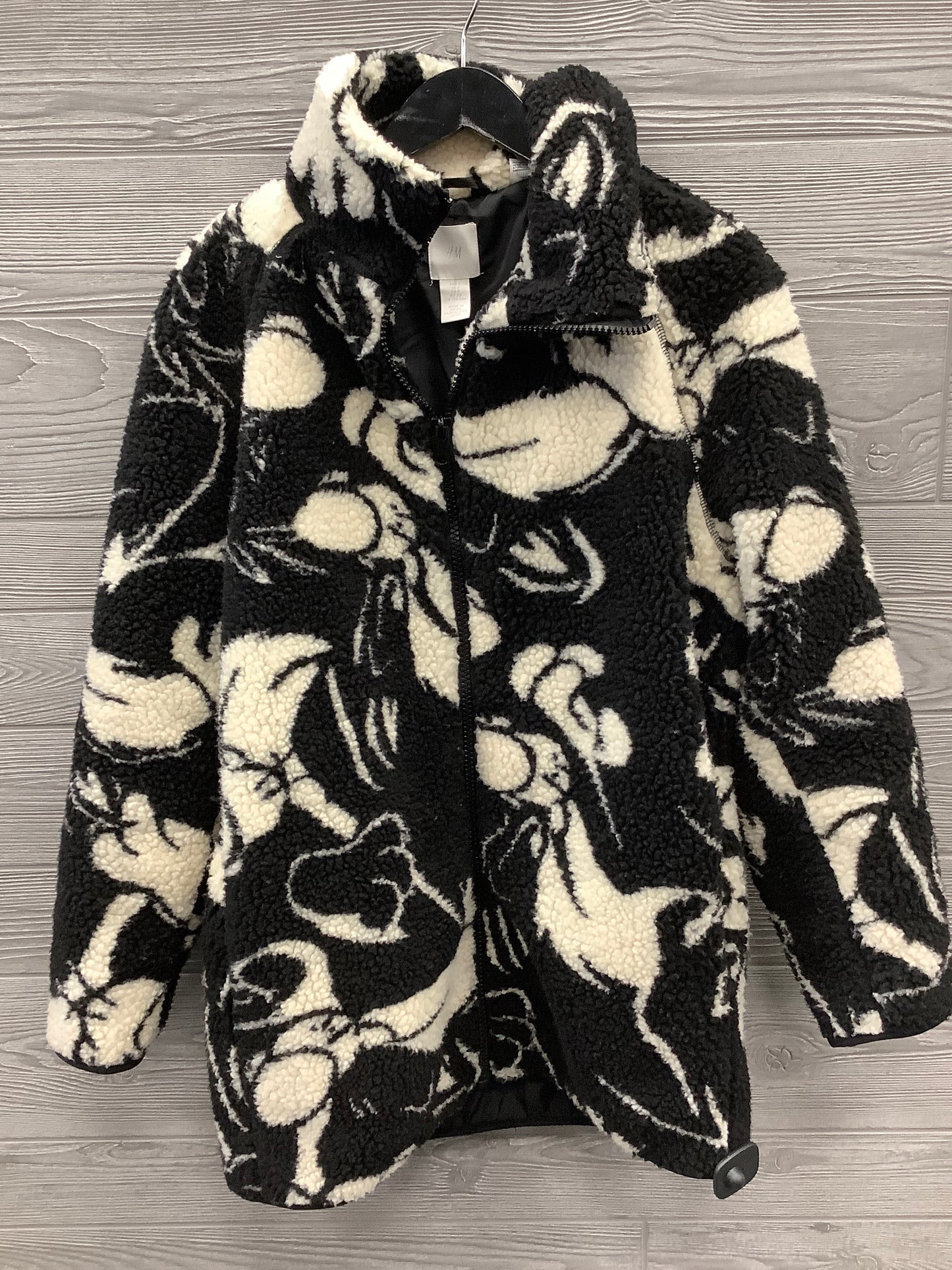 Jacket Fleece By H&m In Black & White, Size: S