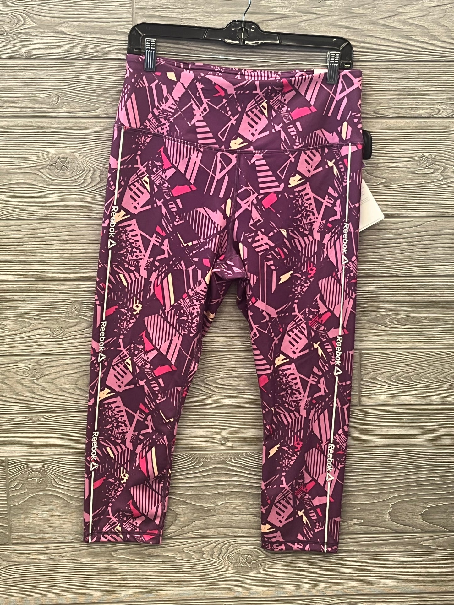 Purple Athletic Leggings Capris Reebok, Size L