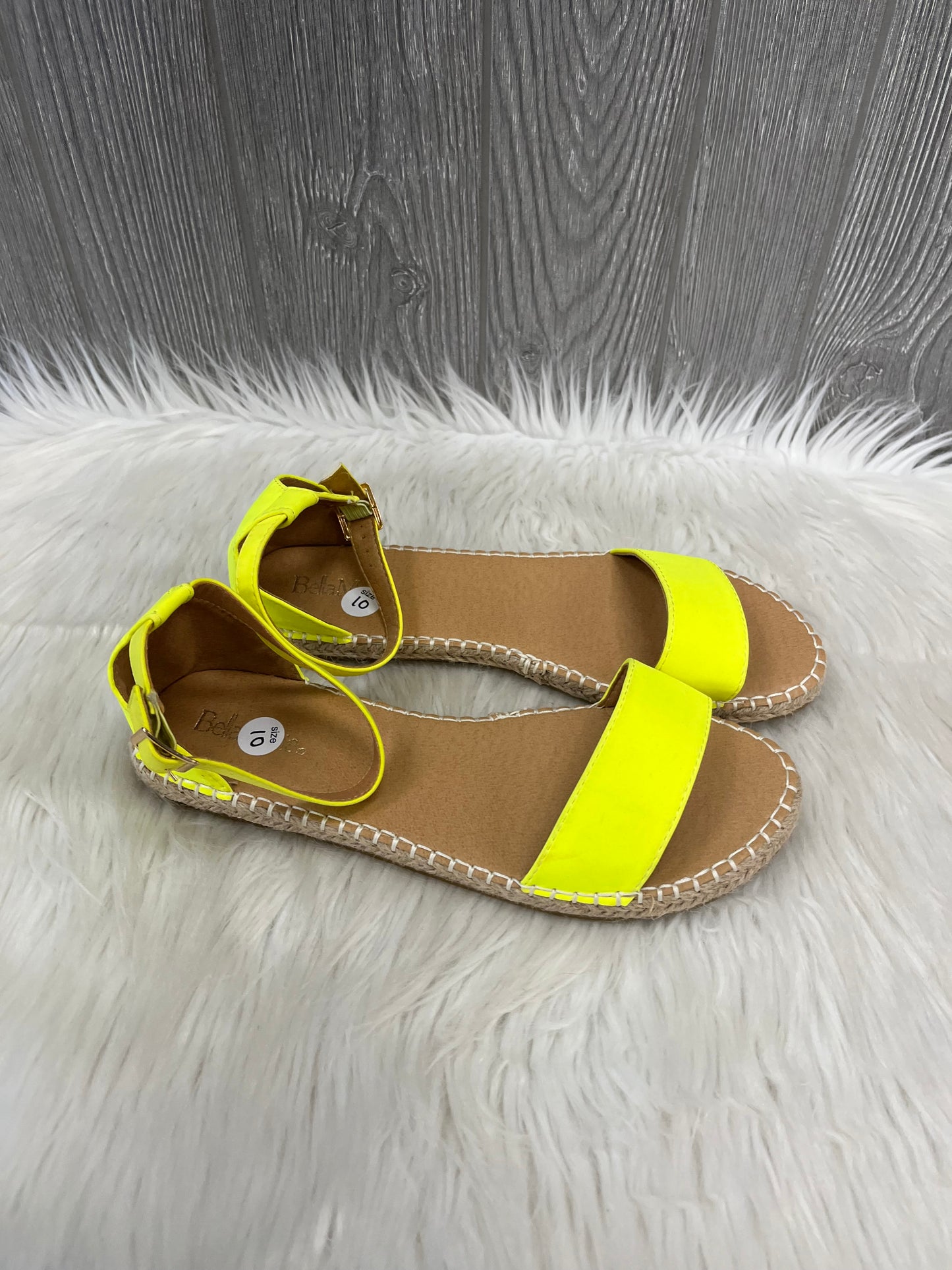 Sandals Flats By Bella Marie In Yellow, Size: 10