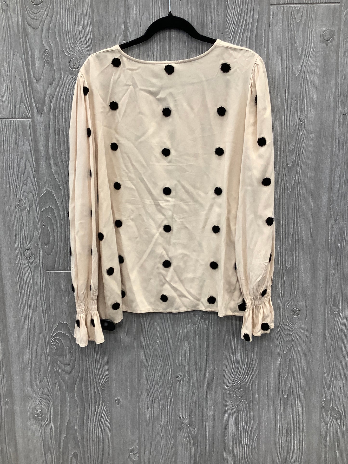 Beige Blouse Long Sleeve Clothes Mentor, Size M