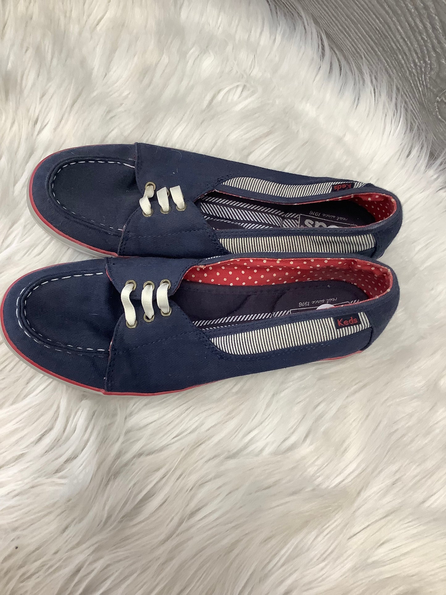 Navy Shoes Flats Keds, Size 7.5