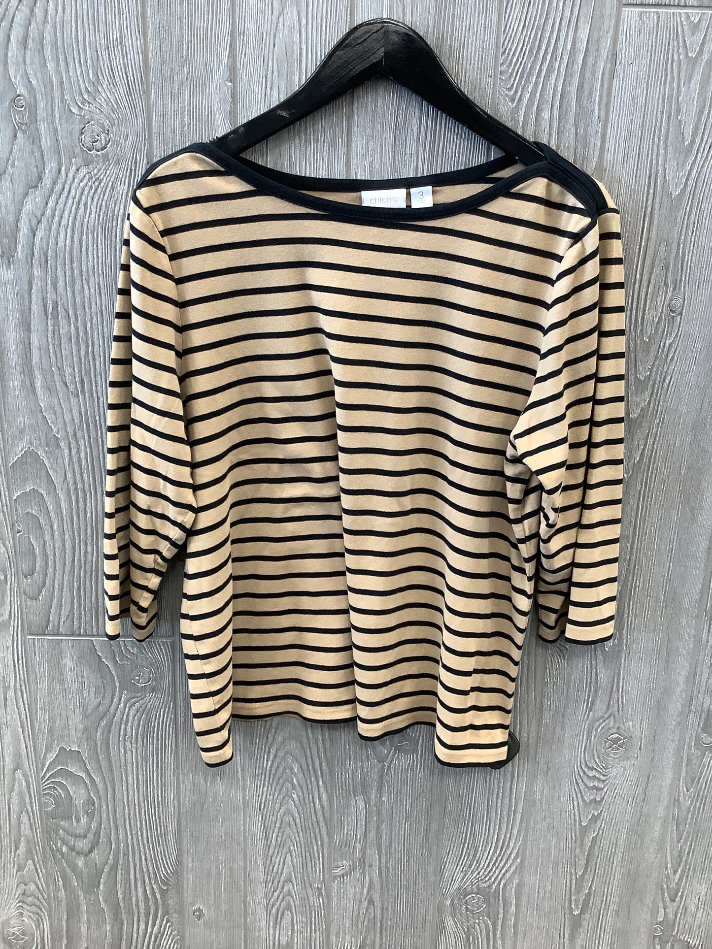 Black & Brown Top 3/4 Sleeve Chicos, Size Xl