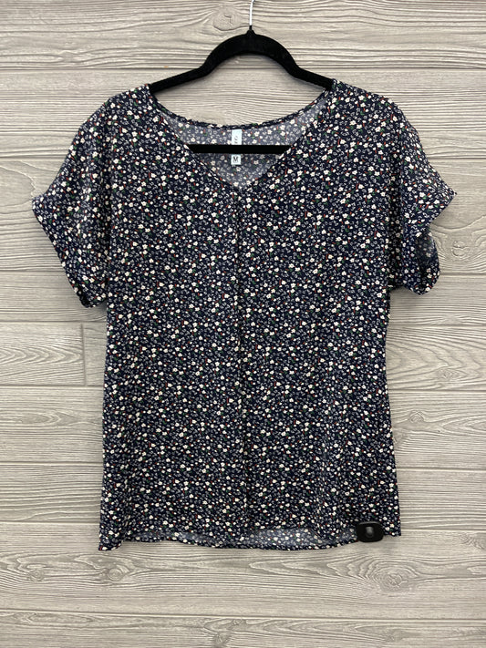 Blouse Short Sleeve By Clothes Mentor In Navy, Size: M