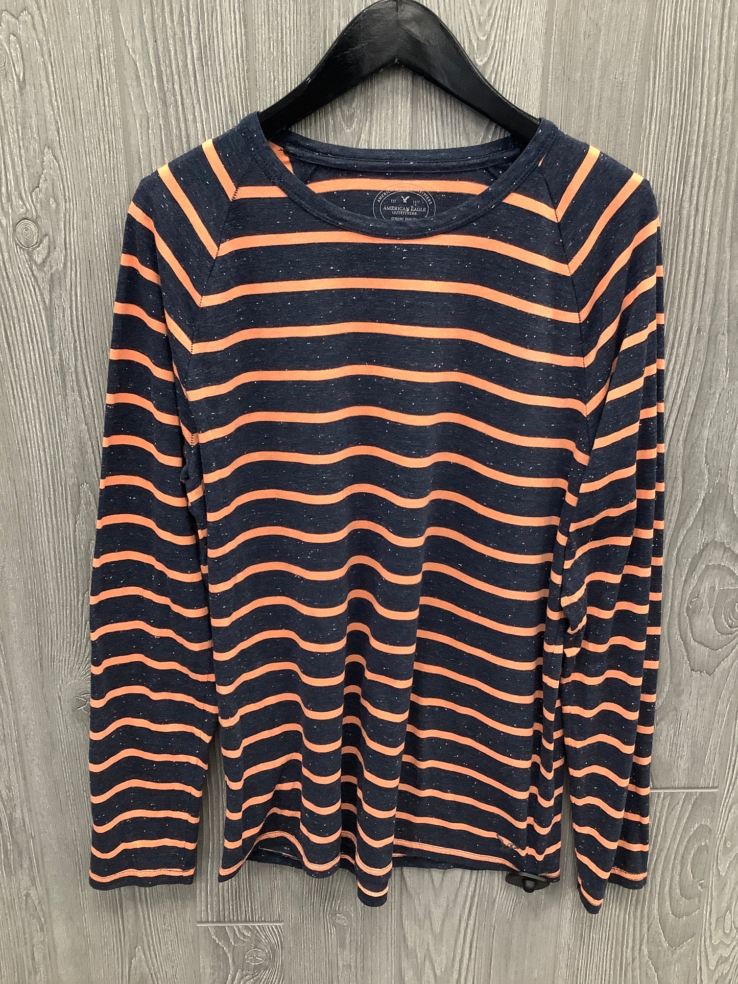 Top Long Sleeve By American Eagle In Blue & Orange, Size: L