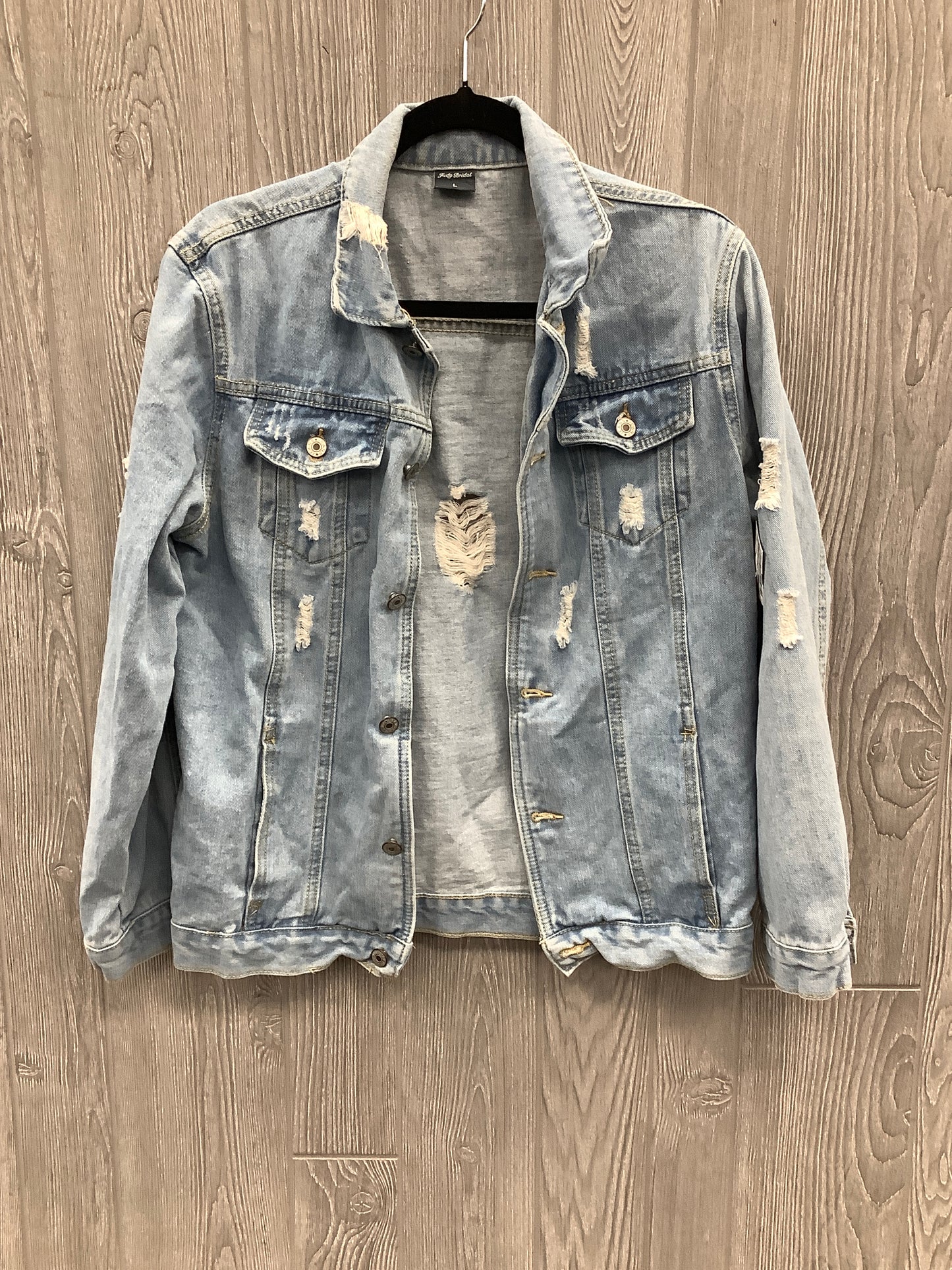 Jacket Denim By Clothes Mentor In Blue Denim, Size: L