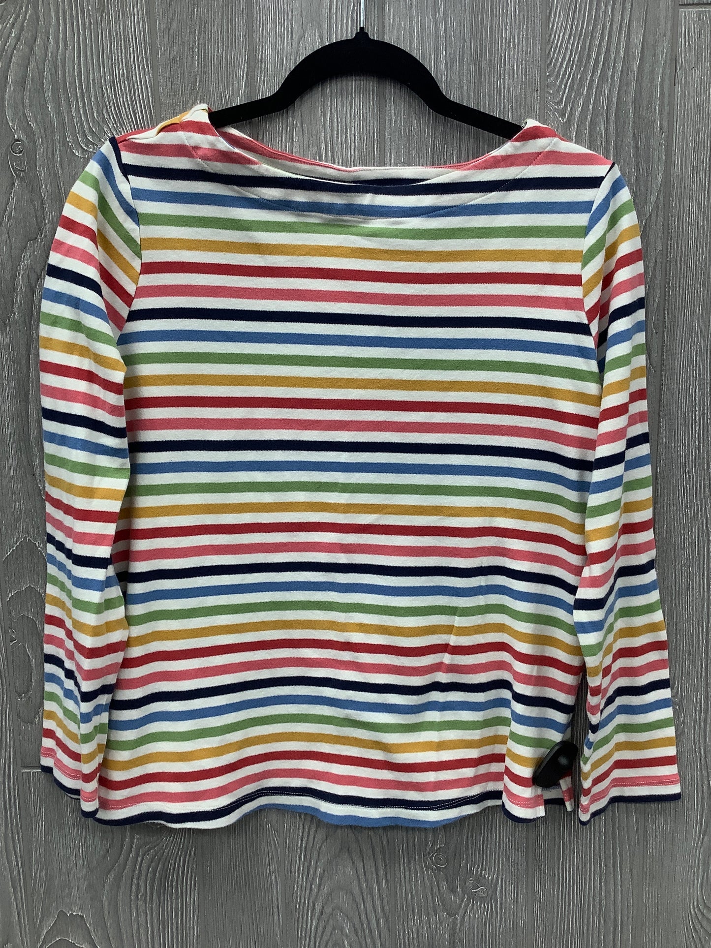 Top Long Sleeve By Appleseeds In Striped Pattern, Size: L