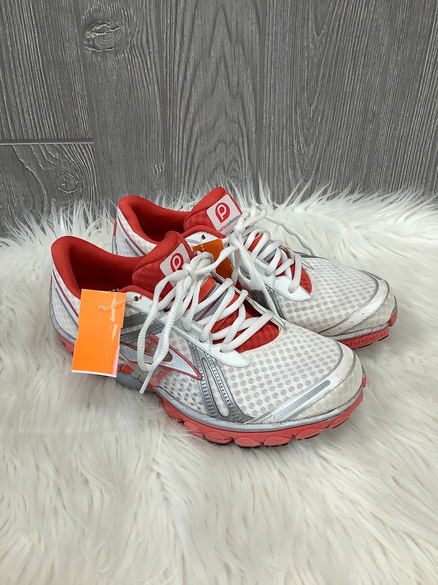 Shoes Athletic By Brooks In Orange & White, Size: 9