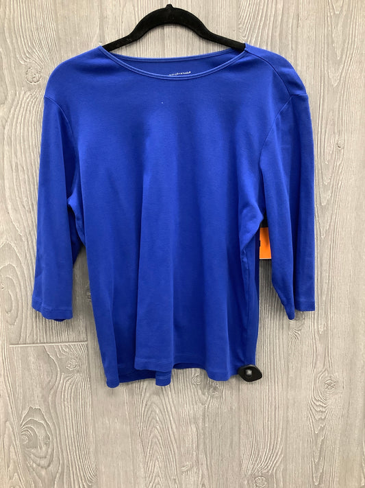 Top 3/4 Sleeve Basic By Christopher And Banks In Blue, Size: Xl