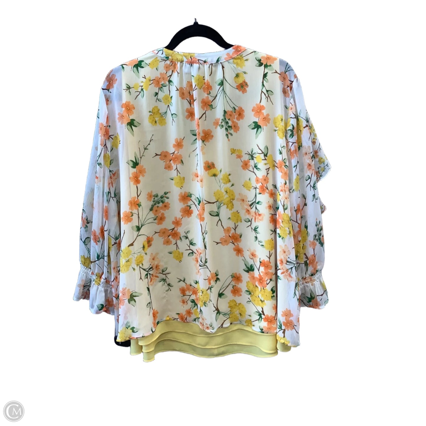 Top 2pc 3/4 Sleeve By Cato In Yellow, Size: 1x