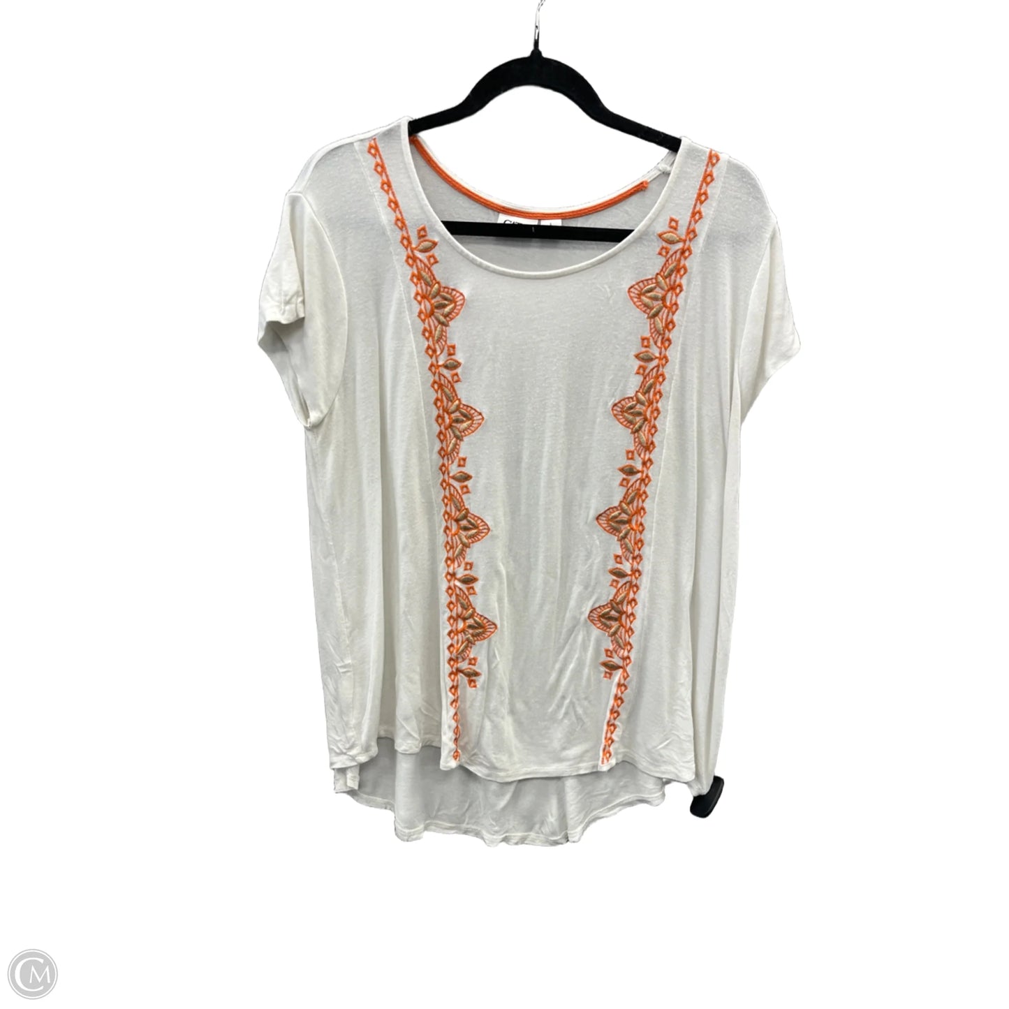 Top Short Sleeve By Cato In White, Size: L