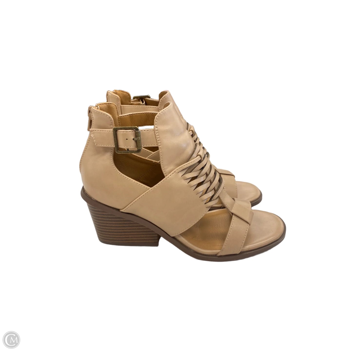 Sandals Heels Wedge By Maurices In Tan, Size: 9