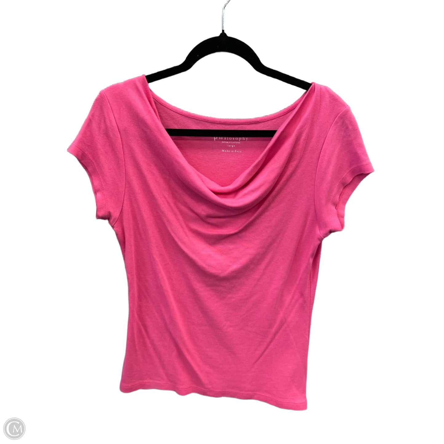 Top Short Sleeve By Philosophy In Pink, Size: L