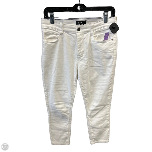 Jeans Cropped By Dkny In White Denim, Size: 4