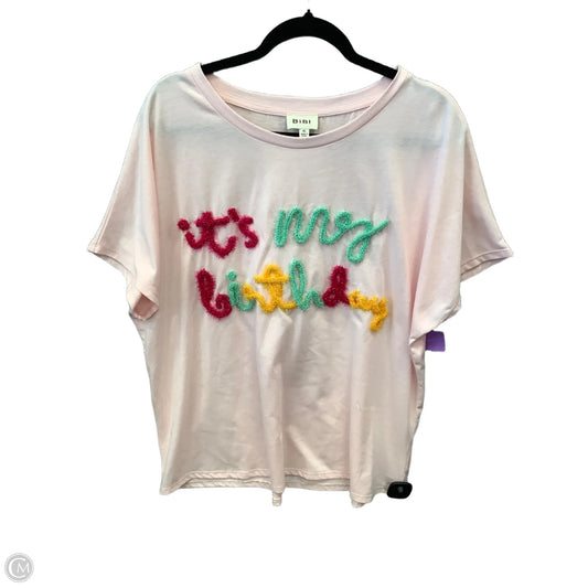 Top Short Sleeve By Bibi In Pink, Size: Xl