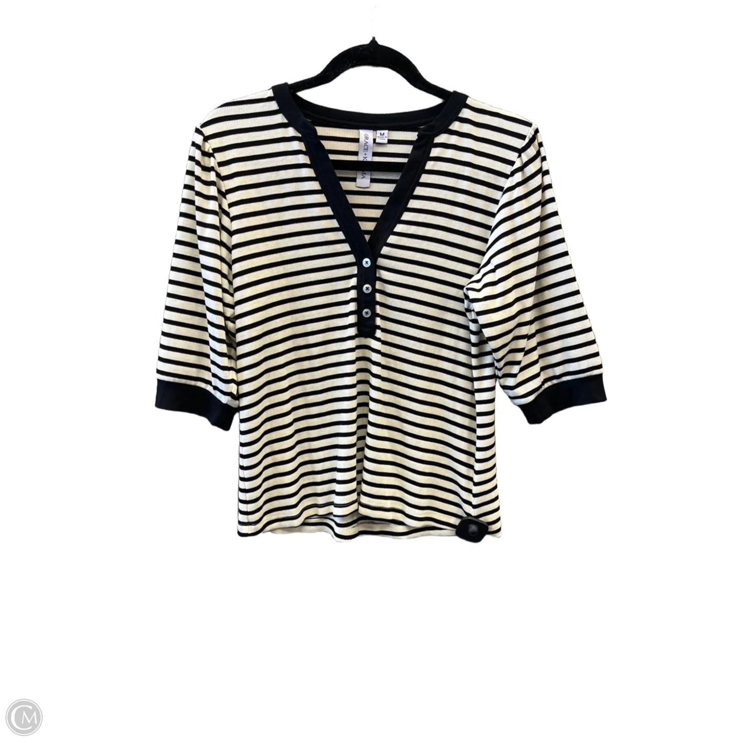 Top Short Sleeve By Grace Karin In Black & White, Size: M