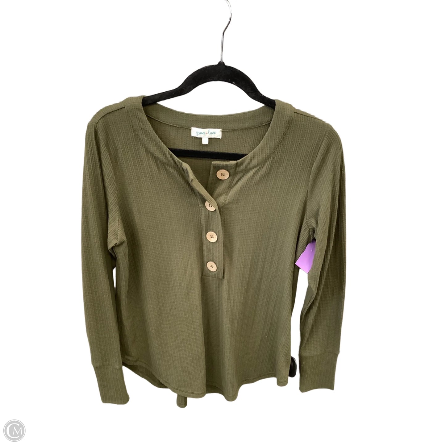 Top Long Sleeve By Grace In Green, Size: S