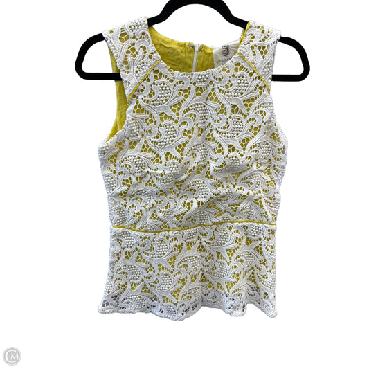Blouse Sleeveless By Clothes Mentor In White & Yellow, Size: S
