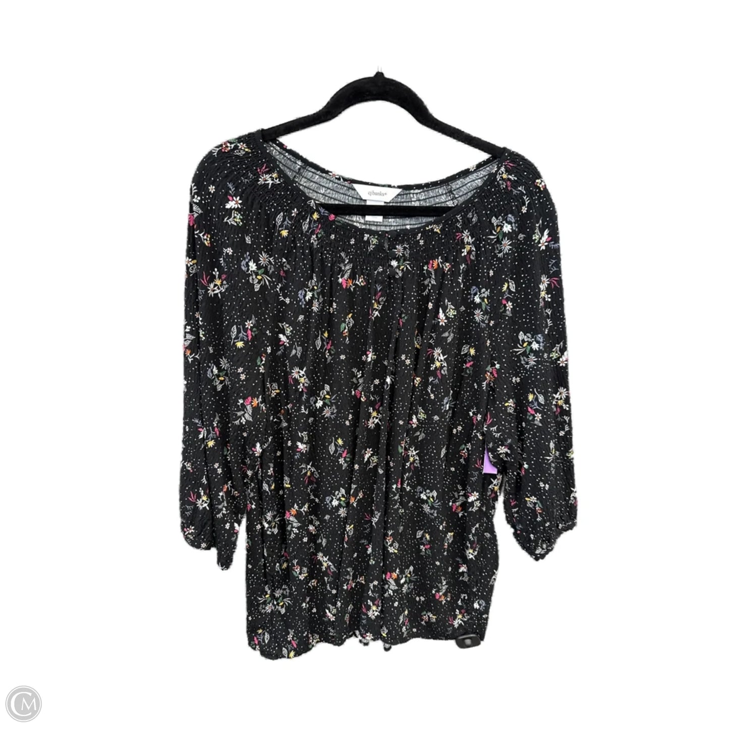 Top 3/4 Sleeve By Cj Banks In Black, Size: 2x