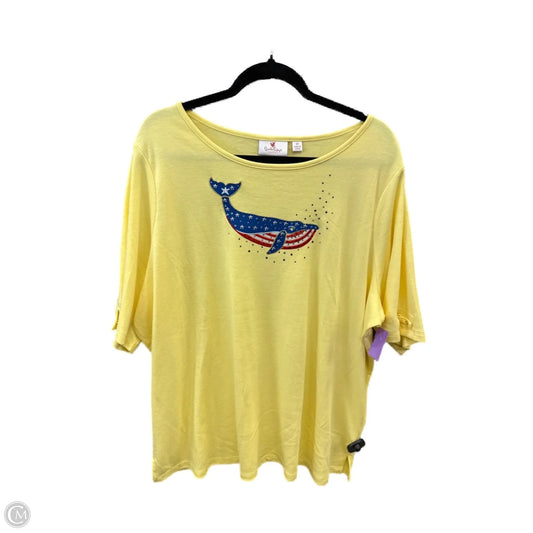 Top Short Sleeve By Quaker Factory In Yellow, Size: 2x