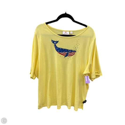 Top Short Sleeve By Quaker Factory In Yellow, Size: 2x