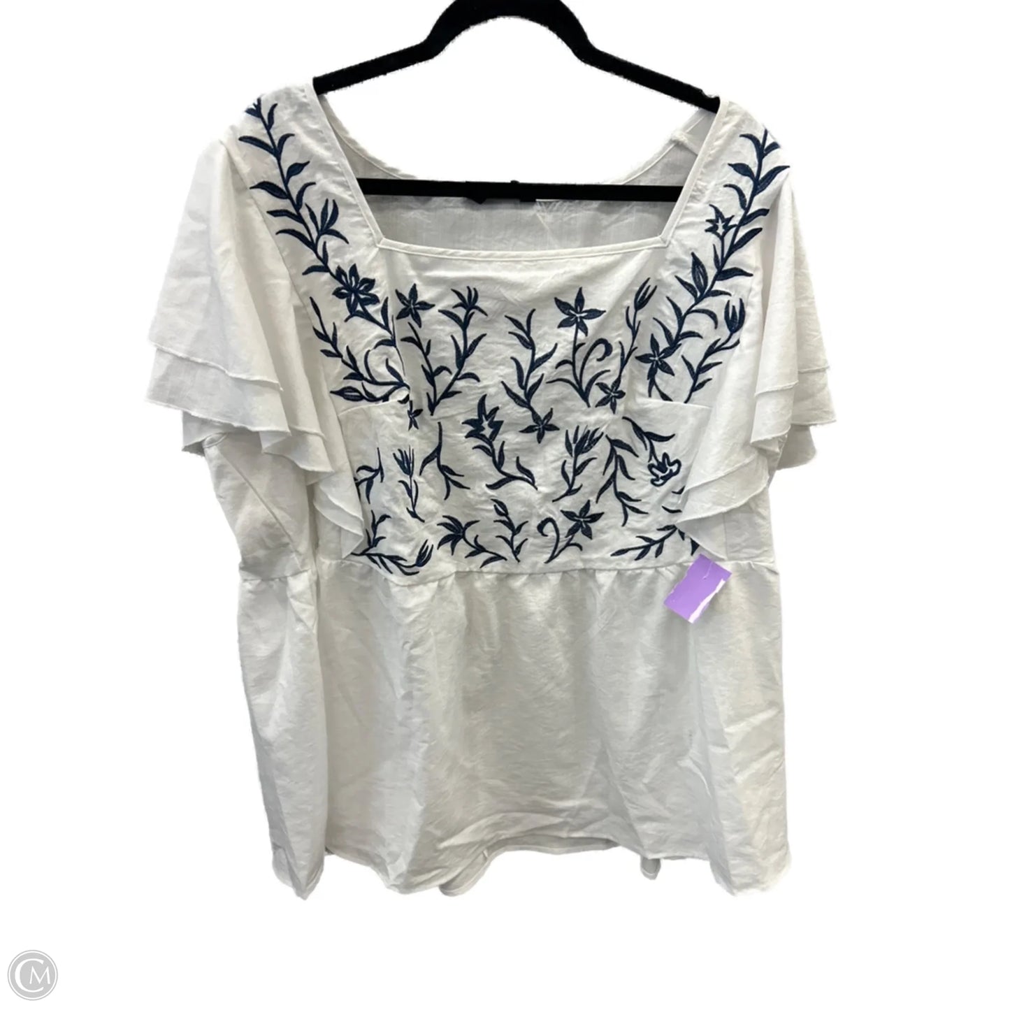 Top Short Sleeve By Clothes Mentor In White, Size: 3x