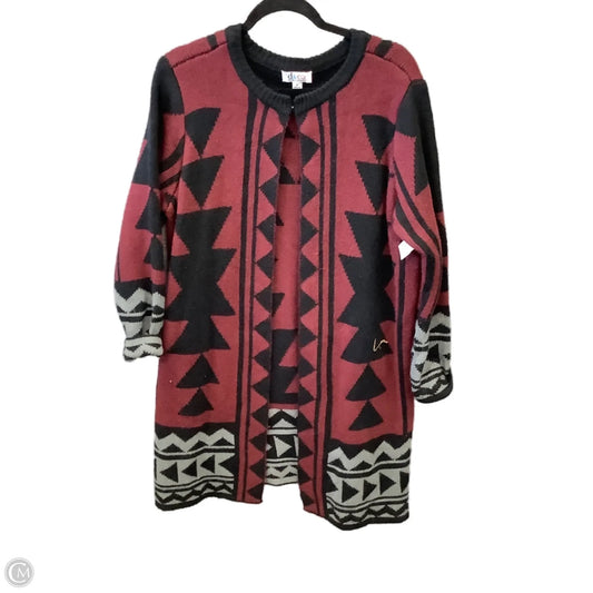 Sweater Cardigan By Denim And Co Qvc In Black & Red, Size: M