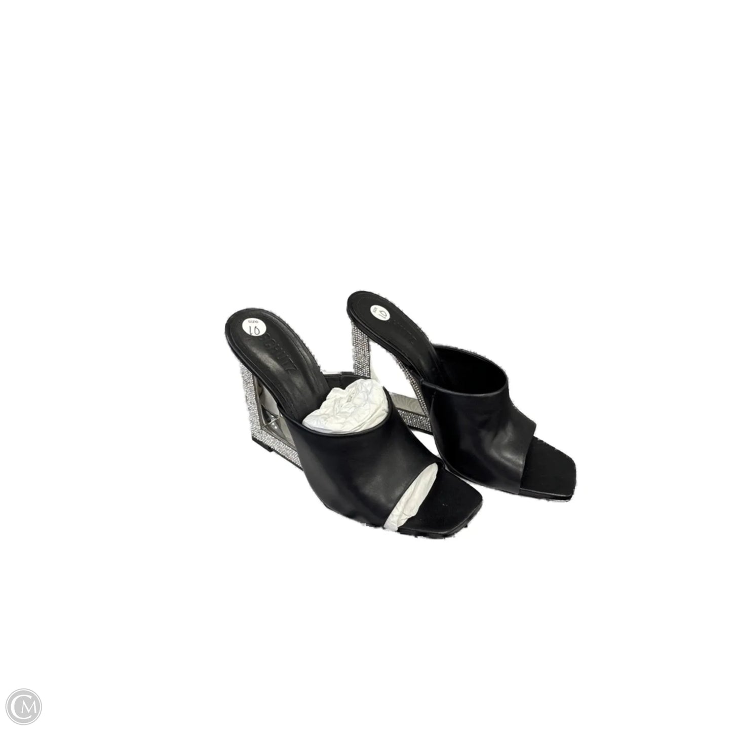Sandals Heels Wedge By Clothes Mentor In Black, Size: 10