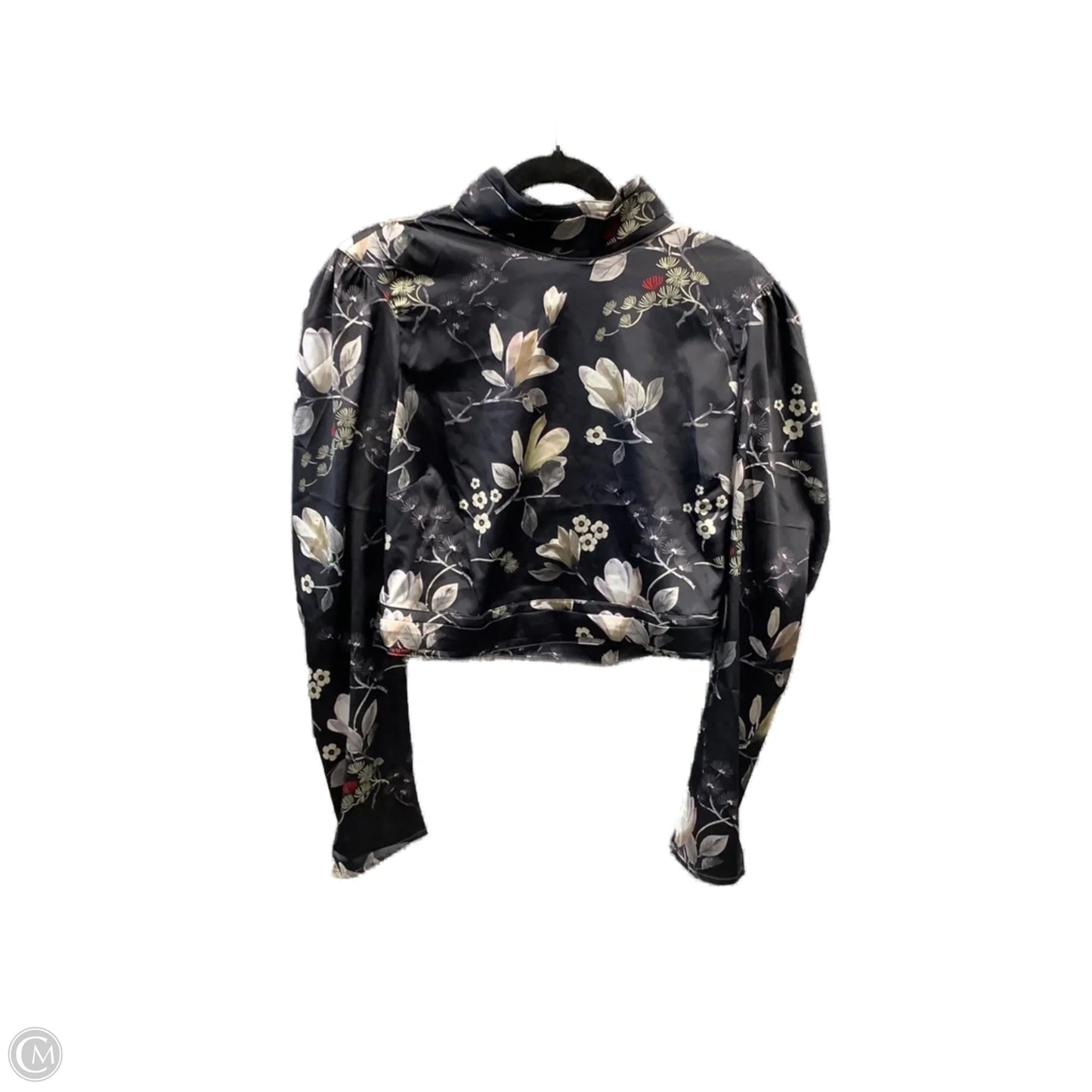 Blouse Long Sleeve By Guess In Black, Size: L