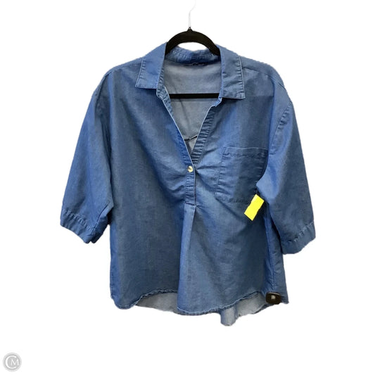 Top 3/4 Sleeve By Club Z In Blue Denim, Size: 1x