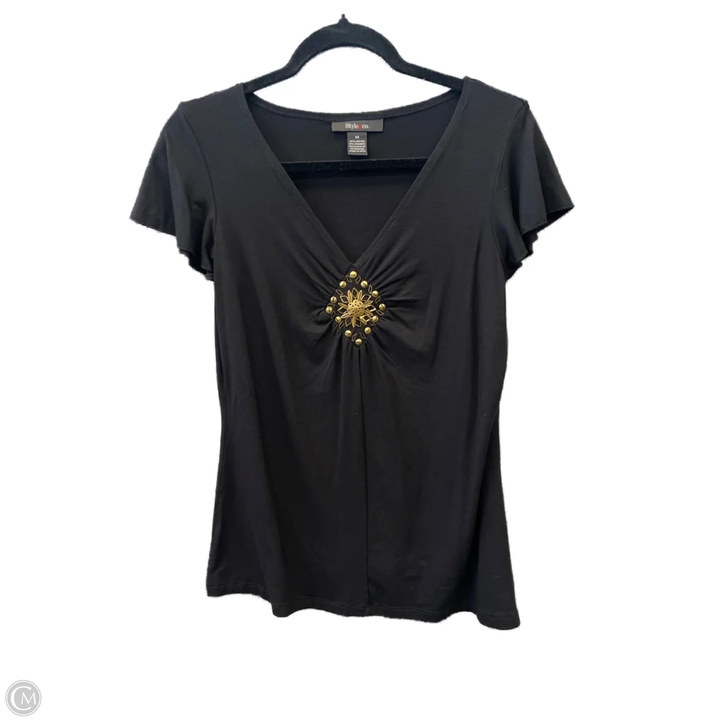 Top Short Sleeve By Style And Company In Black, Size: M